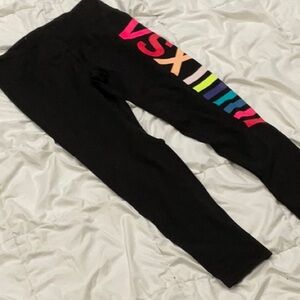 VSX women’s Black Leggings with Colorful Stripes